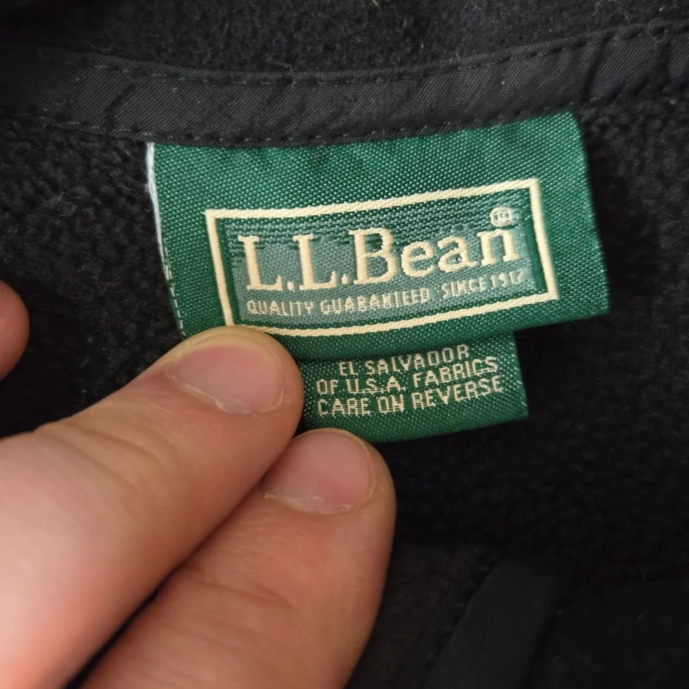 L L Bean Black Fleece Full Zip Gorpcore Mock Neck Sleeveless Vest Size Medium